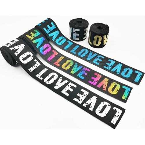 4CM Elastic Band Printing LOVE Rubber With Classic Motif High Elasticity Elastic Band Handicrafts Clothing Sewing Accessories 1M