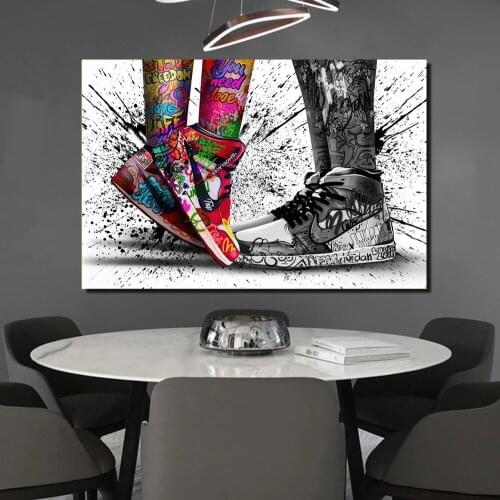 5D Diamond Painting Abstract Graffiti Couple Sneakers Diamond Embroidery Reflection Pictures Of Rhinestones Mosaic Home Decor