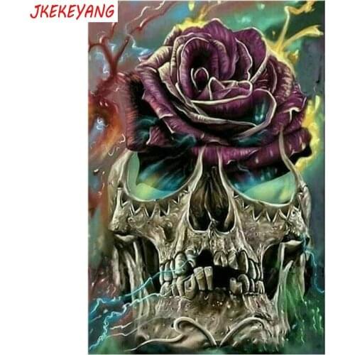 5D DIY square/round Diamond painting Skull and flower Cross Stitch Diamond Embroidery Pattern Rhinestone J2093