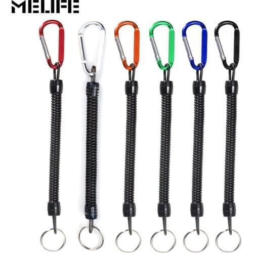 6PCS anti-lost lock Coiled Lanyard Safety Rope Wire Steel Inside Coiled Missed Rope Rod Protector Elastic Rope Fishing Lanyards
