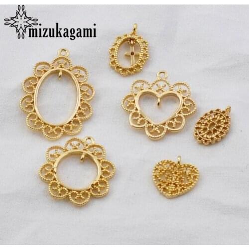 6pcs/lot vintage lace cross love copper plated 18k gold Charms Connector DIY earrings jewelry material
