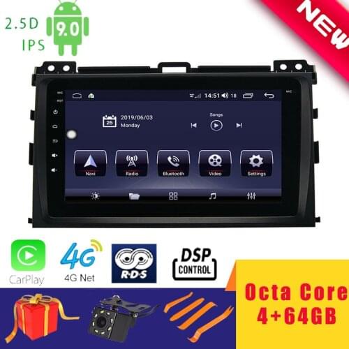 9" Android 10.0 Car Multimedia Player GPS Stereo Radio for Toyota Prado 120 2004~09 Head Unit Octa Core DSP 2.5D+IPS 4G Carplay