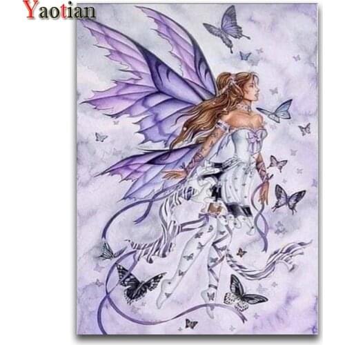 Butterfly fairy Diamond Painting Full Square Round 5d Diy Diamond Embroidery Rhinestone Mosaic Diamond Set Puzzle Wall Decor