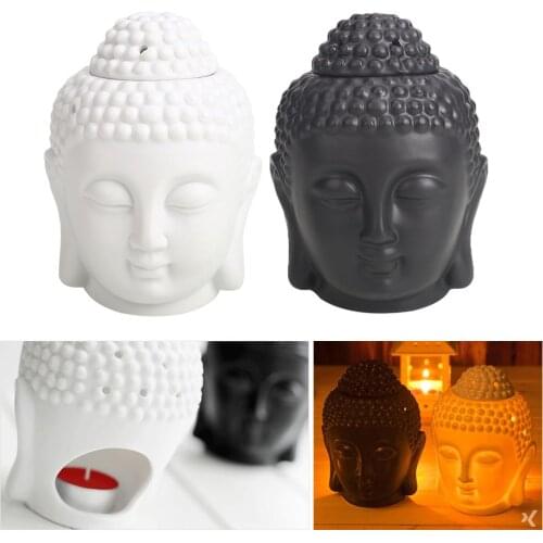 Aroma Burner Ceramics Bedroom Home Scented Oil Burner Practical Buddha Head White/Black Buddhist Temple Living Room Durable