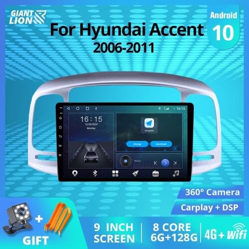 2DIN Android10.0 Car Radio For Hyundai Accent 2006-2011 GPS Navigation Stereo Receiver Auto Radio Car Receiver Bluetooth Player