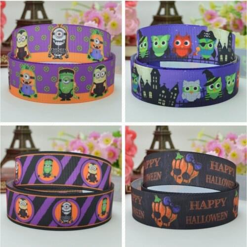 10 Yards 22mm 7/8" Halloween pumpkin Printed grosgrain ribbon hair bow Headwear DIY hair accessories retail