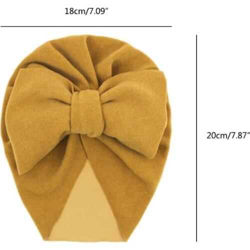 Baby Big Bowknot India Hat Headwrap Solid Color Beanie Cute Bow Cotton Elastic Turban Headband for Newborn Infant