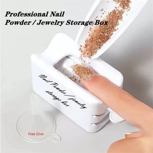 Manicure Powder Recycling Storage Box Portable Infiltration Powder Container White Double Layer French Powder Box Nail Tool