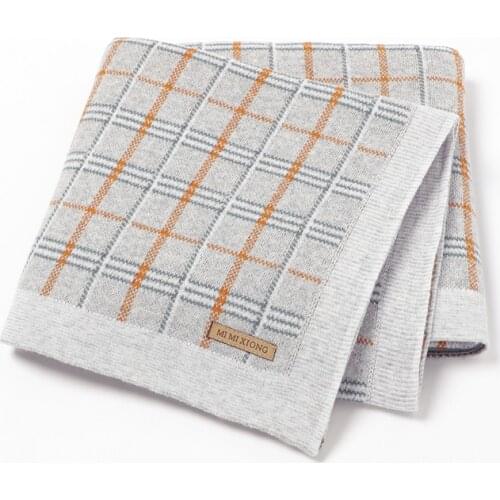 Newborn Baby Blanket Cotton Plaid Knit Toddler Boy Girl Stroller Wrap Swaddle Infant Bed Sleep Covers Soft Quilt Fashion Striped