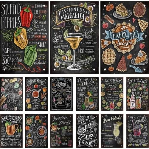 Cocktail Vintage Tin Sign Poster Plate Wall Sticker Retro Metal Plaque for Man Cave Bar Restaurant Cafe Kitchen Decor