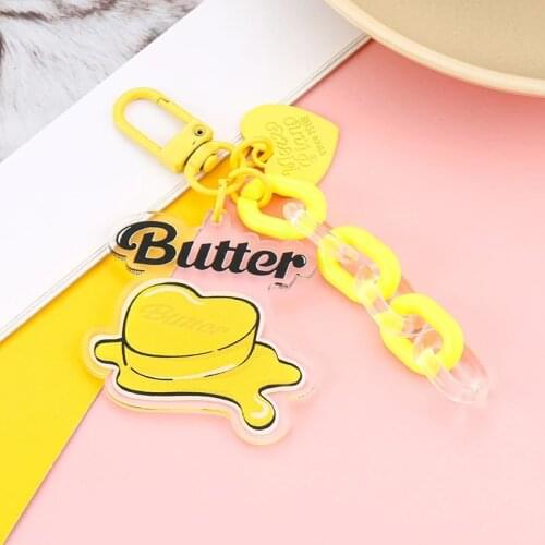 KPOP Keychain Lanyard Bangtan Boys Yellow Butter Pendant Key Ring Kook V SUGA JIMIN JHOPE RM Butter New Album Bulletproof