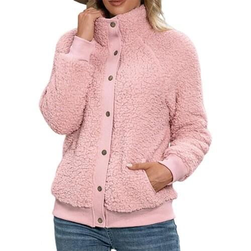 New Winter Women Jackets Coat Faux Lamb Wool Single Breasted Autumn Solid Color Double-sided Jackets Plush Cardigan Jacket