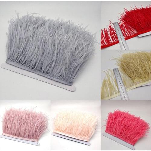 New High Quality Fluff Ostrich Feather Ribbon, Length 10-15cm Feather Trim Fringe DIY Costumes Sewing Clothing Accessories