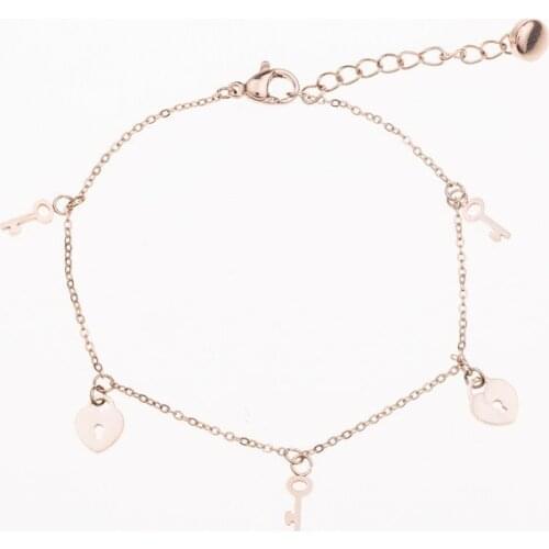 Fashion Chain Titanium Steel Bracelet Rose Gold Creative Love Lock Men and Women with Bracelet Jewelry