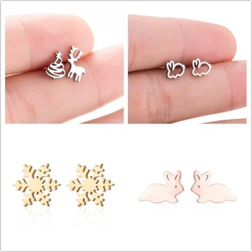 Oly2u Fashion Gothic Christmas Tree&Reindeer Santa Claus Party Earrings for Women Children Ornament Boucle D'oreille Femme 2019