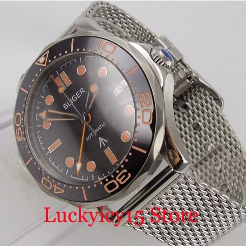 BLIGER Stainless Steel Men Wristwatch Sapphire Glass GMT Hand Mental Band Rotating Bezel