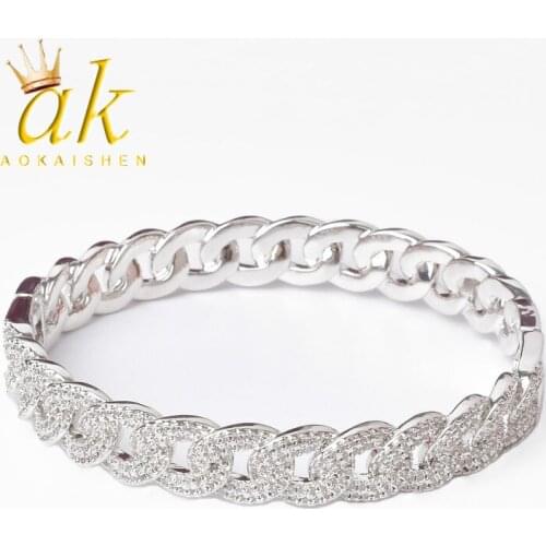 Cuban Chain Bracelet Silver Color Mens Hip hop