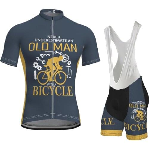 Mens Short Sleeve Cycling Set Cycling Suit Clothes Summer Old Men Cycling Top Bib Pants Bike Top MTB Road Wear