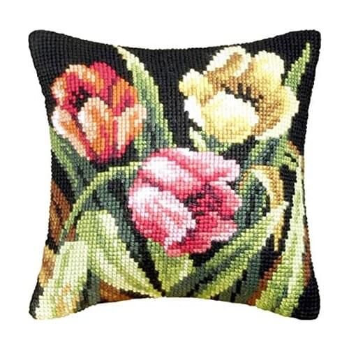 Flower Latch Hook Pillow Sets Forest Style Cushion Embroidered Crafts Latch Hook Rug Kits DIY For Punk Stripes Needlework