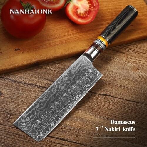 NANHAIONE 7 Inch Small Kitchen Knife Damascus Steel Chef Knives Japanese Kitchen Knives Cooking Tools Cuchillo Cocina CL134