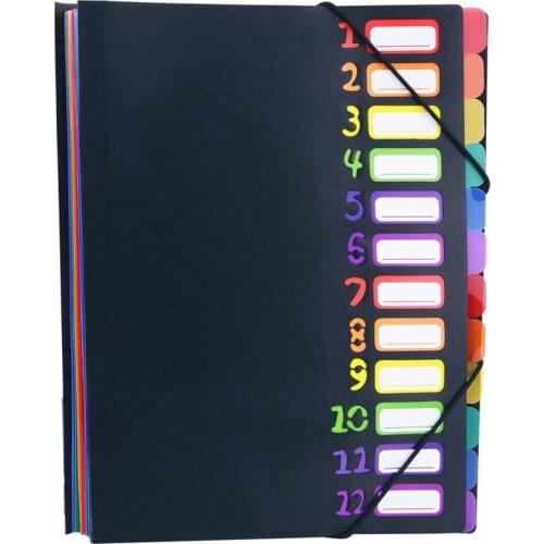 New-Extended Folder,12 Pocket Letters A4 Paper Item Sorter,Plastic File Storage Bag,Iridescent