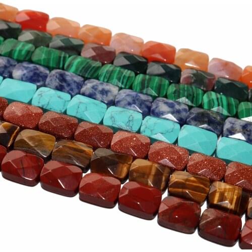 Wholesale Natural Stone Beads Faceted Tiger Eye Howlite Agates Rectangle Loose Beads for Jewelry Making DIY Bracelet 8 * 12 MM