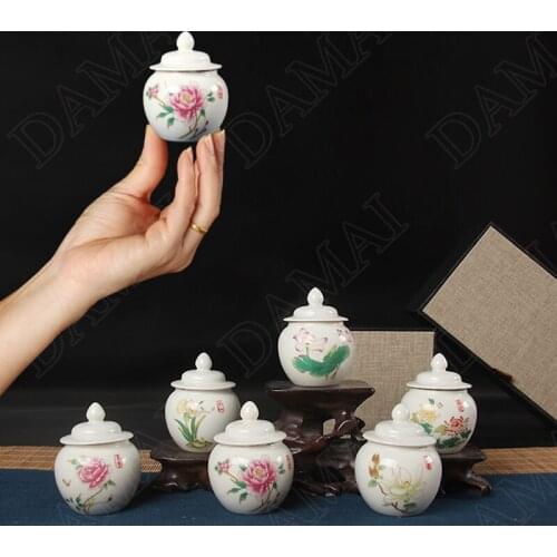 Creativity Ceramic Painted Flowers Seal Travel Cans Portable Mini Tea Leaves Organizer Tanks Carry Drug Storage Home Decoration