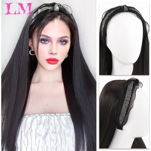 LM Synthetic U-shaped Half Head Wig Long Curly Hair Straight Hair Wig Korean Natural Fake Fluffy Long Hair