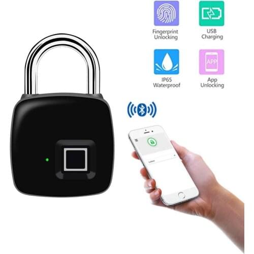 Bluetooth Smart Fingerprint Padlock Keyless Waterproof Lock for Gym, Locker, Outdoor Door, Backpack, Luggage Suitcase, Bike ZW04