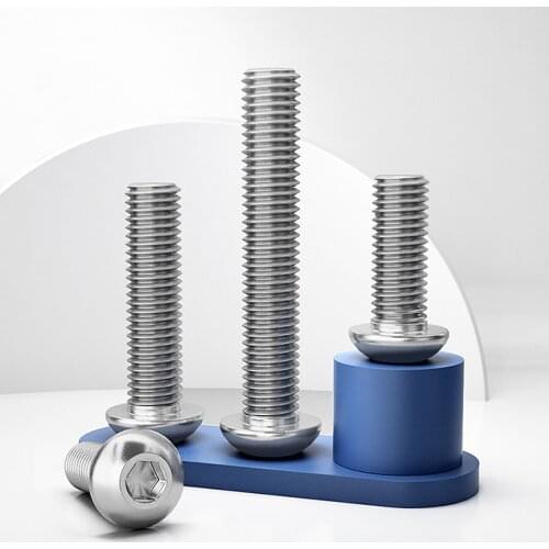 M2 M2.5 M3 M4 M5 M6 M8 Hexagon Hex Socket Pan Head Machine Screws 304 Stainless Steel DIN7380 Round Head Allen Blots