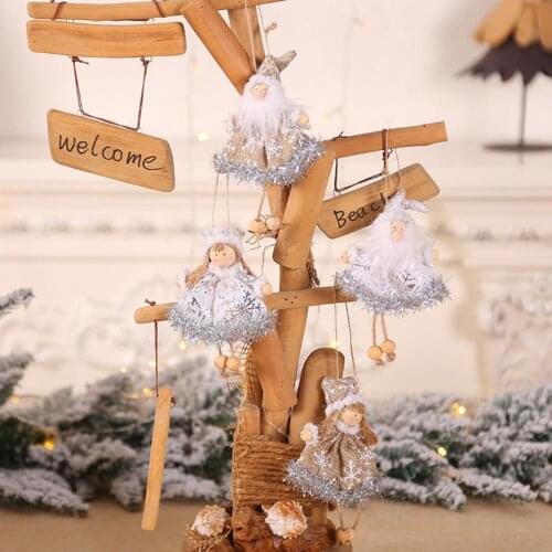 Adorable Xmas Tree Ornament Angel Bag Pendant Special Flax Delicate Craft Angel Doll Home Decor for Children Party Supplies