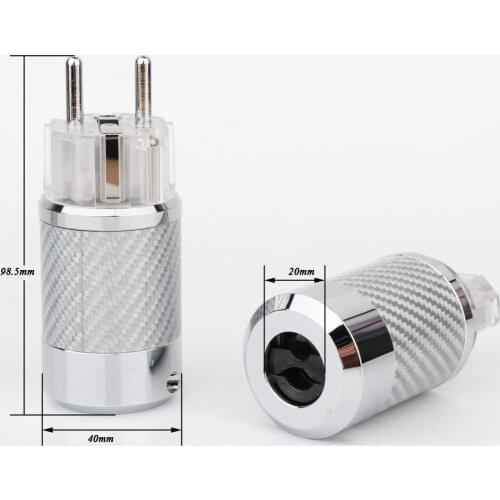 WCF4-TER Top Clear Carbon Fiber Rhodium Plated With gasket European standard AC Power IEC Female Plug DIY Mains Power Plug