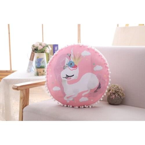 Factory Price Personality Custom Pink Round Shape Unicorn Pillow For Bed
