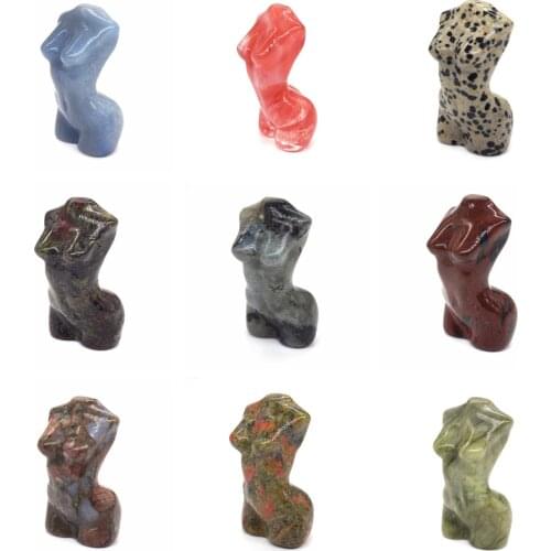 2" Women Model Bust Natural Stones Statue Healing Crystal Sexy Girl Body Naked Art Figurine Hand Carved Room Decor Gift Ornament