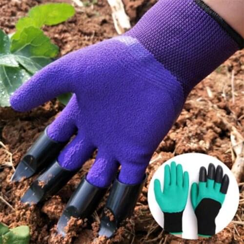1 Pair Garden Gloves ABS Plastic Garden Genie Rubber Gloves With Claws Quick Easy To Dig And Plant For Digging Outdoor Planting