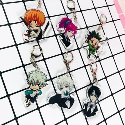 1pc Anime HUNTER HUNTER GON FREECSS Killua Zoldyck Acrylic Doubleside keychain Keyrings