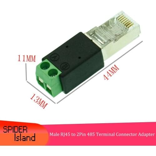 10pcs / lot Male RJ45 to 485 Terminal Crystal rj 45 to 2Pin Terminal Block Adapter RJ45 Splitter Connector for CCTV DVR DIY