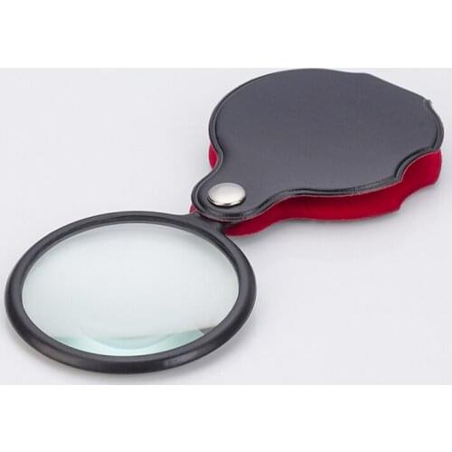 1051 Mini 6x Magnifier High Quality Loupe Foldable Leather Optical Lens Magnifying Glass Portable Pocket Magnifier Gift Lupa