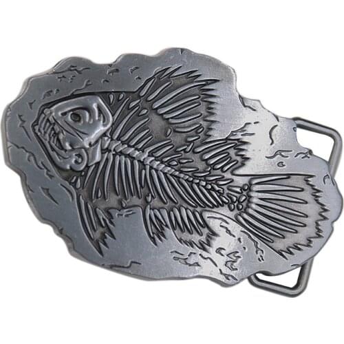 Fish Fishbone Fossil Belt Buckle With Pewter Finish Suitable For 4cm Wideth Belt With Continous Stock Free Shipping