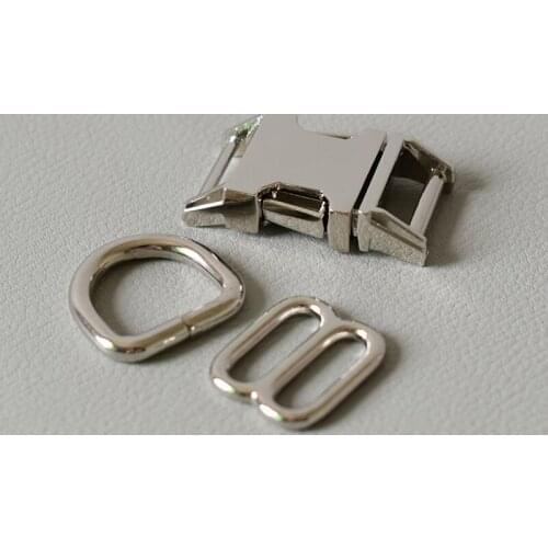 50 Suit （Metal Buckle+8 Ring+D Ring Set)(15mm) Zinc Alloy Metal Buckle Manufactures For Diy Backpack Pet Collars Release Buckles