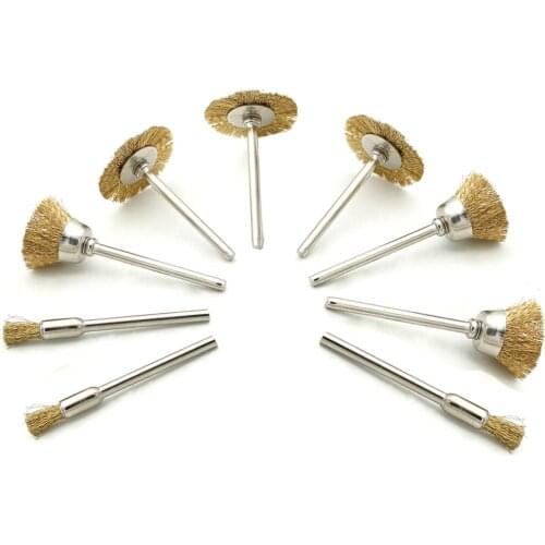 9/15/45 Pcs Brass Brush Removal Derusting Buffing Wire Wheel Brushes Wheel Drill Grinder Stainless Rotary Tools For Engraver