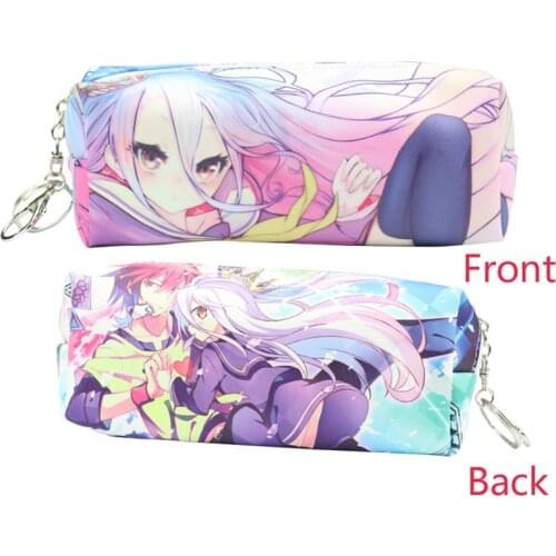 Anime NO GAME NO LIFE Cosmetic Bag Sora/Shiro Cartoon Stationery Pencil Bag with Zipper