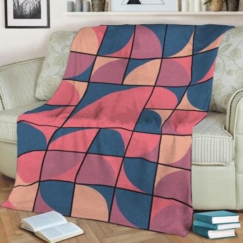 Abstract Geometric Pattern 3D Printed Velvet Plush Throw Fleece Blanket Bedspread Sherpa Blanket Home Decora