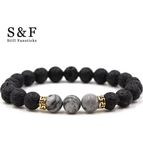 Natural Lava Stone Bracelet Elastic Men Jewelry Bracelets For Women Pulseira Masculina Jewellery Feminina Bileklik Armbanden