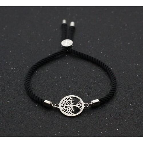 Cute Bear Stainless Steel Life Tree Charm Bracelets & Bangles For Women Male Couples Lucky Friendship Bracelet Men Jewelry Gifts
