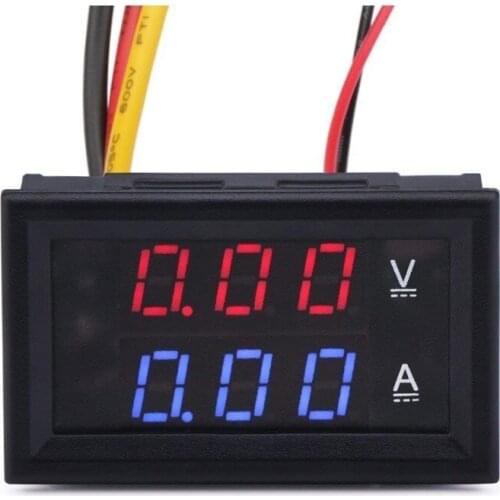 DC0-100V 10A 50A 100A Digital Voltmeter Ammeter 2 in1 Multimeter 12V/24V Voltage Ampere Meter Volt Amp Gauge Panel Dual Display