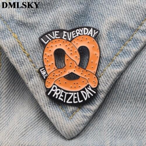 DMLSKY The Office TV Show Pretzel Art Enamel Pins and Brooches Lapel Pin Backpack Bags Badge Clothing Brooch Jewelry Gifts M3641