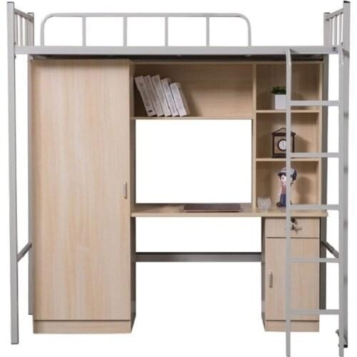 Bunk Bed Dormitory High Loft Home Bedroom Multifunction Single Nap Teenage Adult Bed Twin Bed Frame With Guardrail 90/100/120CM