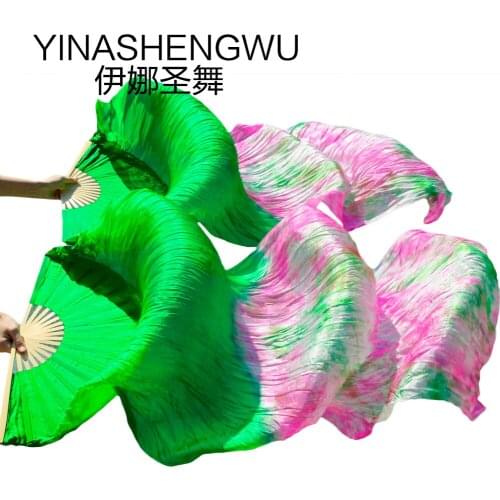 Belly Dance Colorful Fans New Arrivals Stage Performance Dance Fans 100% Silk Veils Colored Women Belly Dance Fan Veils (2pcs)