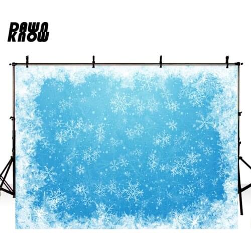 DAWNKNOW Sparkle Snowflake Photography Background Merry Christmas Blue Photo Shoot Backdrops For Children Photocall lv1033
